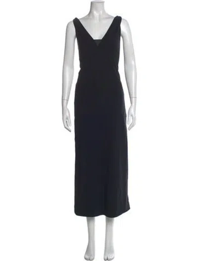 Pre-owned Brunello Cucinelli V-neck Long Dress In Black