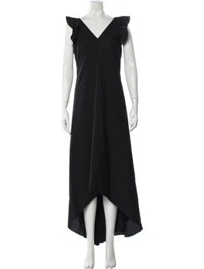 Pre-owned Brunello Cucinelli V-neck Long Dress In Black