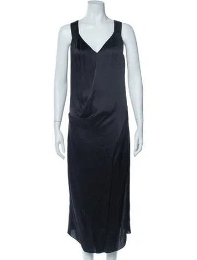 Pre-owned Brunello Cucinelli V-neck Long Dress In Blue
