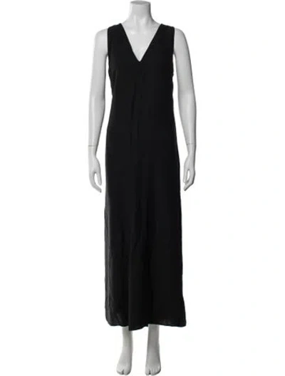 Pre-owned Brunello Cucinelli V-neck Long Dress In Blue