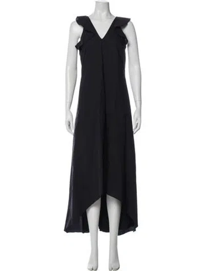 Pre-owned Brunello Cucinelli V-neck Long Dress In Gray