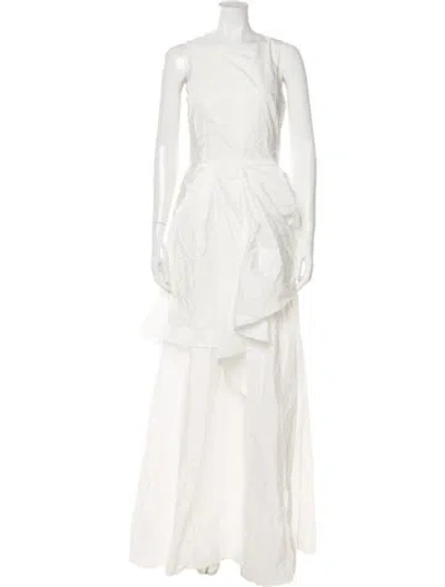 Pre-owned Brunello Cucinelli V-neck Long Dress In Gray