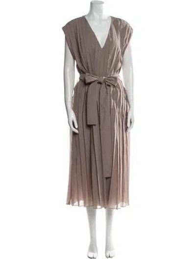Pre-owned Brunello Cucinelli V-neck Long Dress In Neutral