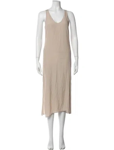 Pre-owned Brunello Cucinelli V-neck Long Dress In Neutral