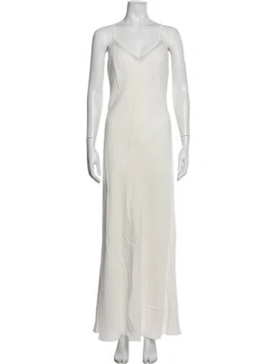 Pre-owned Brunello Cucinelli V-neck Long Dress In Neutral