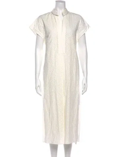 Pre-owned Brunello Cucinelli V-neck Long Dress In Neutrals