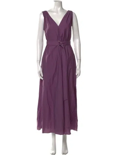 Pre-owned Brunello Cucinelli V-neck Long Dress In Purple