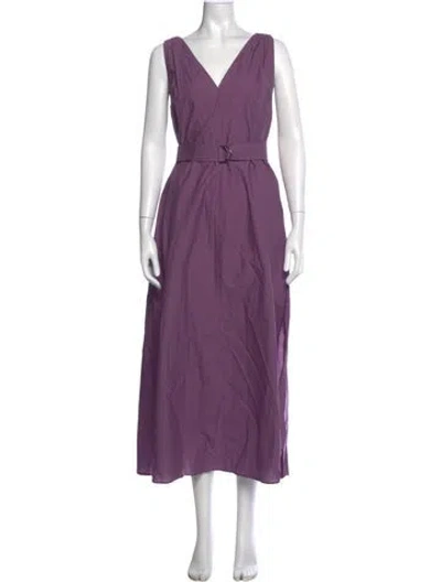 Pre-owned Brunello Cucinelli V-neck Long Dress In Purple