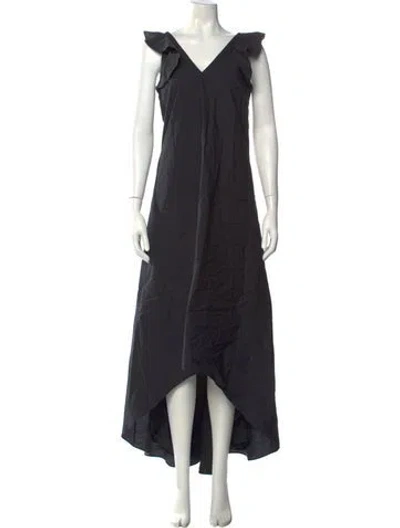 Pre-owned Brunello Cucinelli V-neck Long Dress W/ Tags In Black