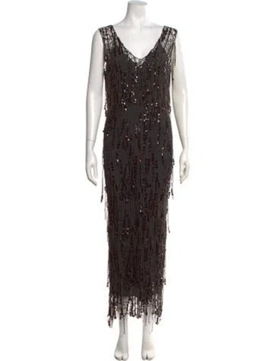 Pre-owned Brunello Cucinelli V-neck Long Dress W/ Tags In Multi