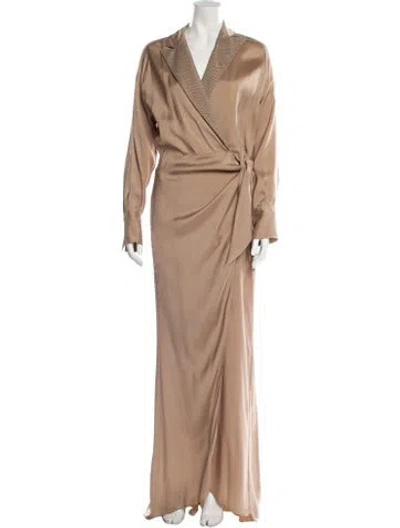 Pre-owned Brunello Cucinelli V-neck Long Dress W/ Tags In Neutral