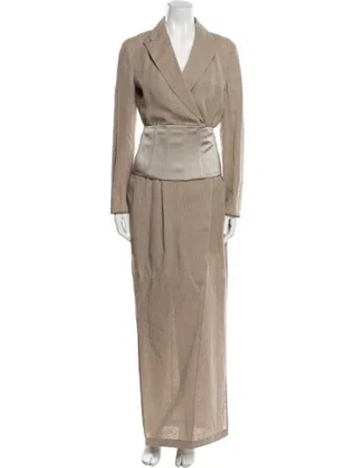 Pre-owned Brunello Cucinelli V-neck Long Dress W/ Tags In Neutral