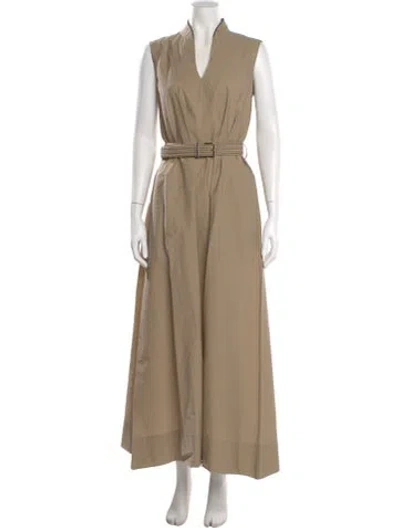 Pre-owned Brunello Cucinelli V-neck Long Dress W/ Tags In Neutral