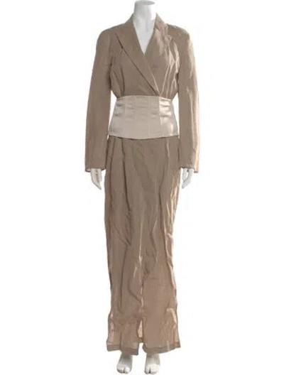 Pre-owned Brunello Cucinelli V-neck Long Dress W/ Tags In Neutral
