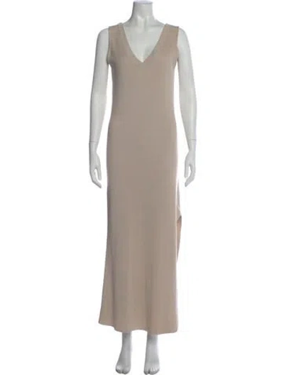 Pre-owned Brunello Cucinelli V-neck Long Dress W/ Tags In Neutral