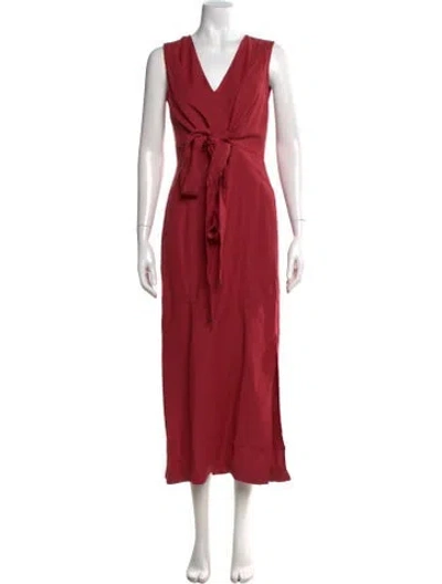 Pre-owned Brunello Cucinelli V-neck Long Dress W/ Tags In Red