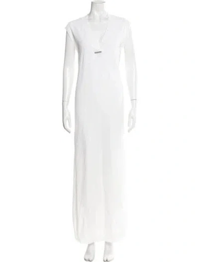 Pre-owned Brunello Cucinelli V-neck Long Dress W/ Tags In White