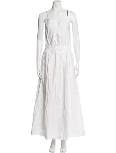 Pre-owned Brunello Cucinelli V-neck Long Dress In White