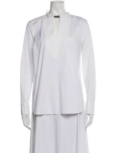 Pre-owned Brunello Cucinelli V-neck Long Sleeve Blouse In Neutral