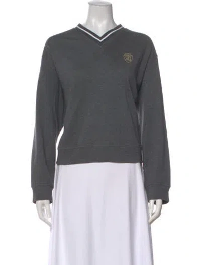 Pre-owned Brunello Cucinelli V-neck Long Sleeve Sweatshirt In Gray