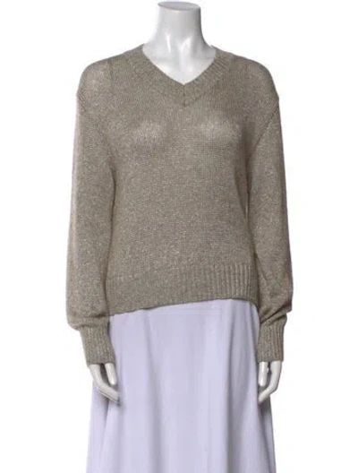 Pre-owned Brunello Cucinelli V-neck Long Sleeve Sweatshirt In Neutral