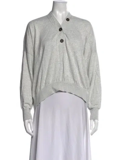 Pre-owned Brunello Cucinelli V-neck Long Sleeve Sweatshirt In Neutrals