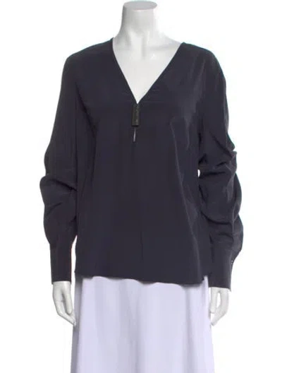 Pre-owned Brunello Cucinelli V-neck Long Sleeve Sweatshirt W/ Tags In Gray