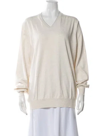 Pre-owned Brunello Cucinelli V-neck Long Sleeve Sweatshirt W/ Tags In Neutrals