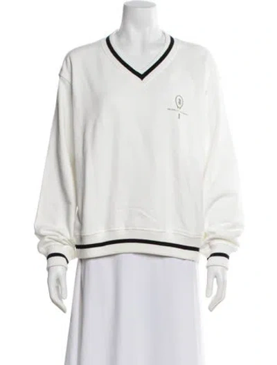 Pre-owned Brunello Cucinelli V-neck Long Sleeve Sweatshirt In White