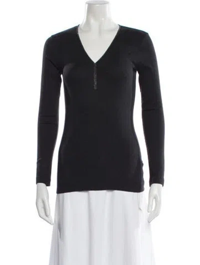 Pre-owned Brunello Cucinelli V-neck Long Sleeve Top In Gray