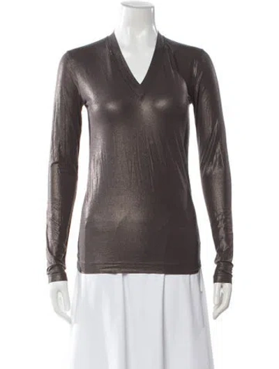 Pre-owned Brunello Cucinelli V-neck Long Sleeve Top In Gray