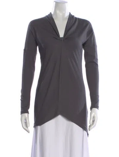 Pre-owned Brunello Cucinelli V-neck Long Sleeve Top In Gray