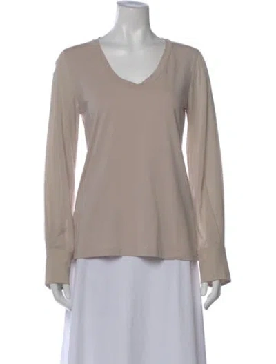 Pre-owned Brunello Cucinelli V-neck Long Sleeve Top In Neutral
