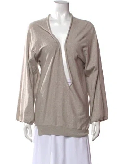 Pre-owned Brunello Cucinelli V-neck Long Sleeve Top In Neutrals