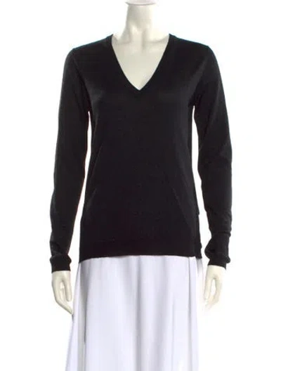 Pre-owned Brunello Cucinelli V-neck Long Sleeve Top W/ Tags In Black