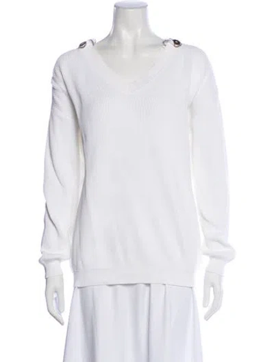 Pre-owned Brunello Cucinelli V-neck Long Sleeve Top W/ Tags In White