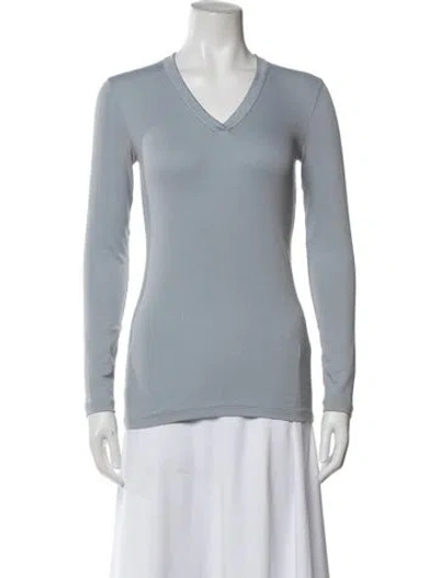 Pre-owned Brunello Cucinelli V-neck Long Sleeve T-shirt In Blue