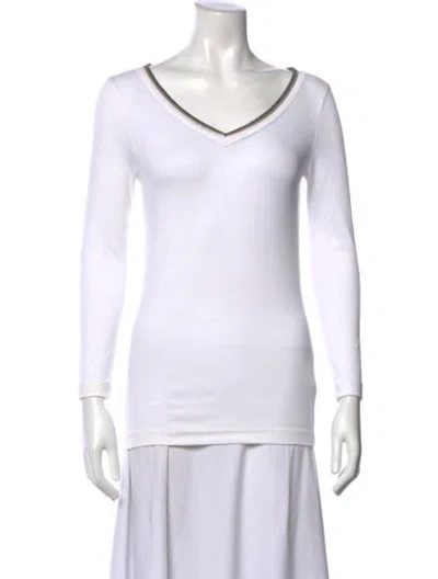 Pre-owned Brunello Cucinelli V-neck Long Sleeve T-shirt In Neutral