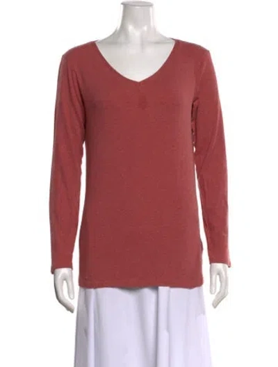 Pre-owned Brunello Cucinelli V-neck Long Sleeve T-shirt In Red