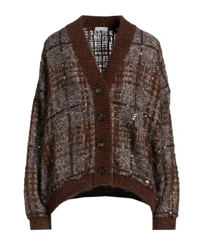 Brunello Cucinelli V-neck Long-sleeved Shirt In Brown