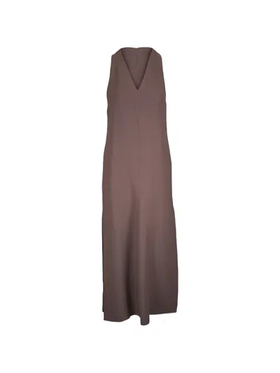 Brunello Cucinelli V-neck Maxi Dress In Brown