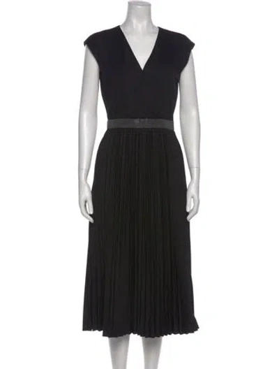 Pre-owned Brunello Cucinelli V-neck Midi Length Dress In Black