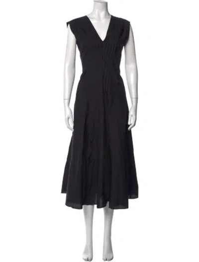 Pre-owned Brunello Cucinelli V-neck Midi Length Dress In Black