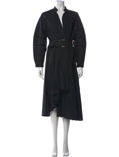 Pre-owned Brunello Cucinelli V-neck Midi Length Dress In Black