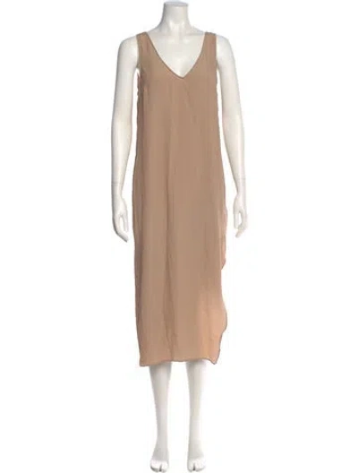 Pre-owned Brunello Cucinelli V-neck Midi Length Dress In Neutral