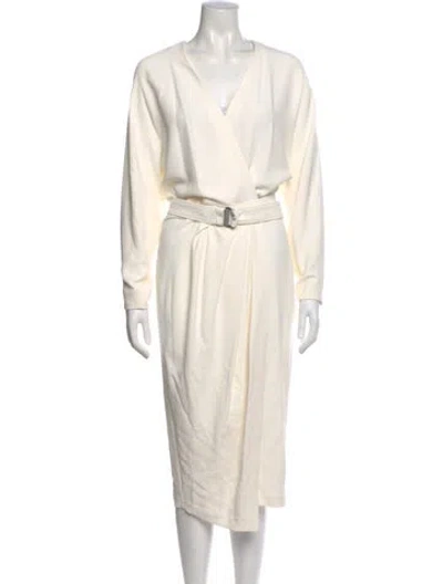Pre-owned Brunello Cucinelli V-neck Midi Length Dress In Neutral
