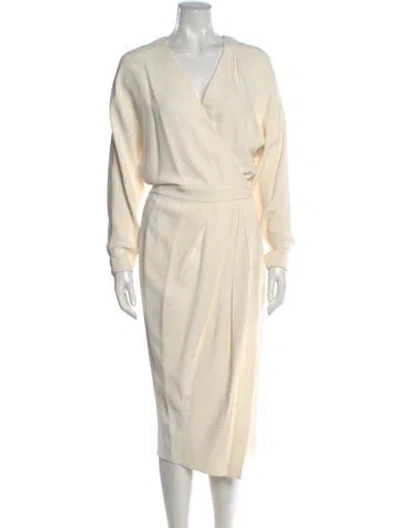 Pre-owned Brunello Cucinelli V-neck Midi Length Dress In Neutral