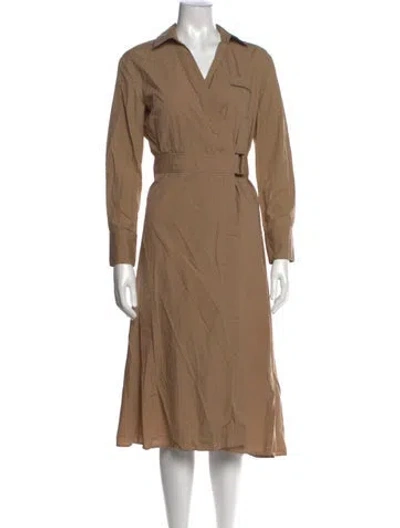 Pre-owned Brunello Cucinelli V-neck Midi Length Dress In Neutral