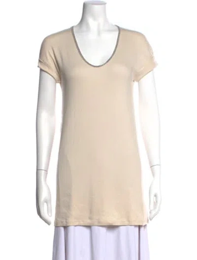 Pre-owned Brunello Cucinelli V-neck Midi Length Dress In Neutrals