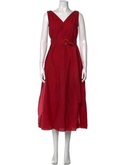 Pre-owned Brunello Cucinelli V-neck Midi Length Dress In Pink